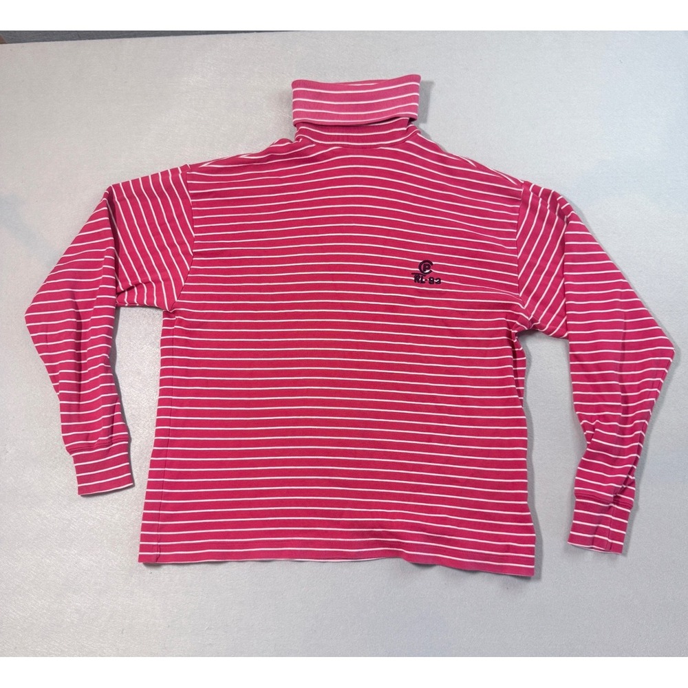 Vintage Ralph Lauren RL-93 Red White Striped Turtleneck Shirt Mens Medium